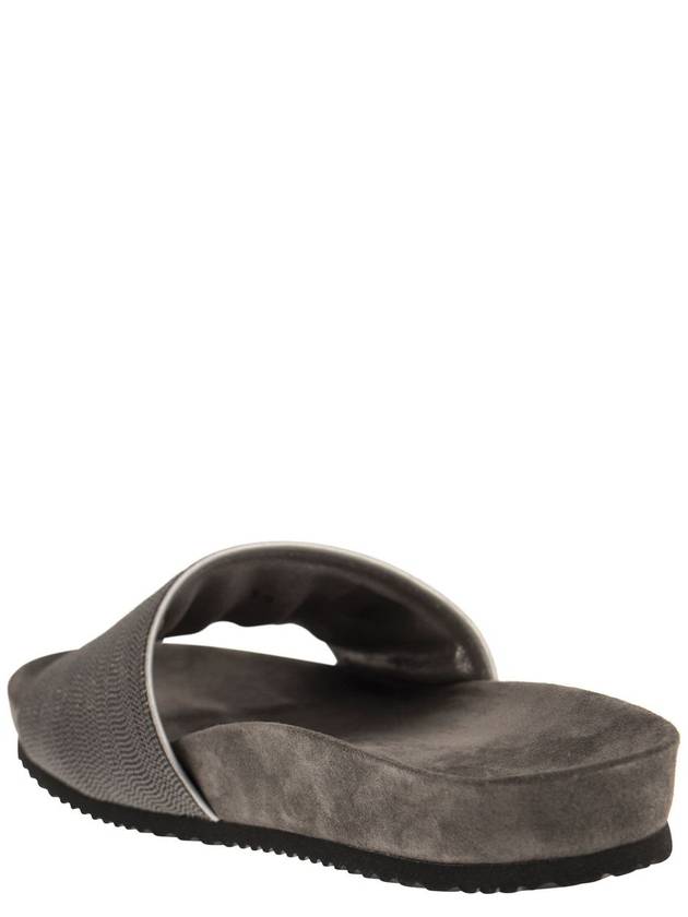 Monili Strap Suede Slippers Grey - BRUNELLO CUCINELLI - BALAAN 4