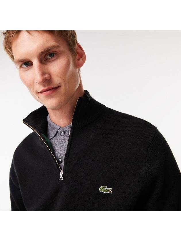 Logo Patch Half Zip Knit Top Black - LACOSTE - BALAAN 4