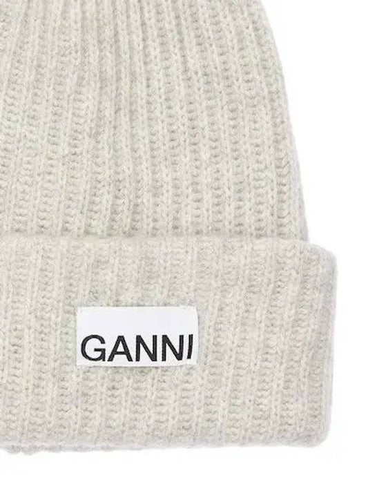 Logo Patch Recycled Wool Blend Knit Beanie - GANNI - BALAAN 2