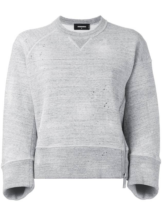 heather gray cropped sweatshirt - DSQUARED2 - BALAAN 5