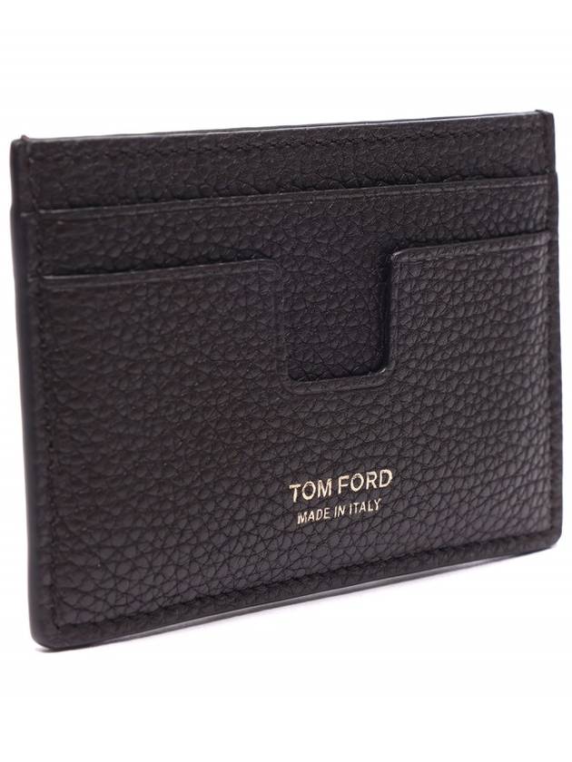 Classic T Line Gold Logo Card Wallet Brown - TOM FORD - BALAAN 4