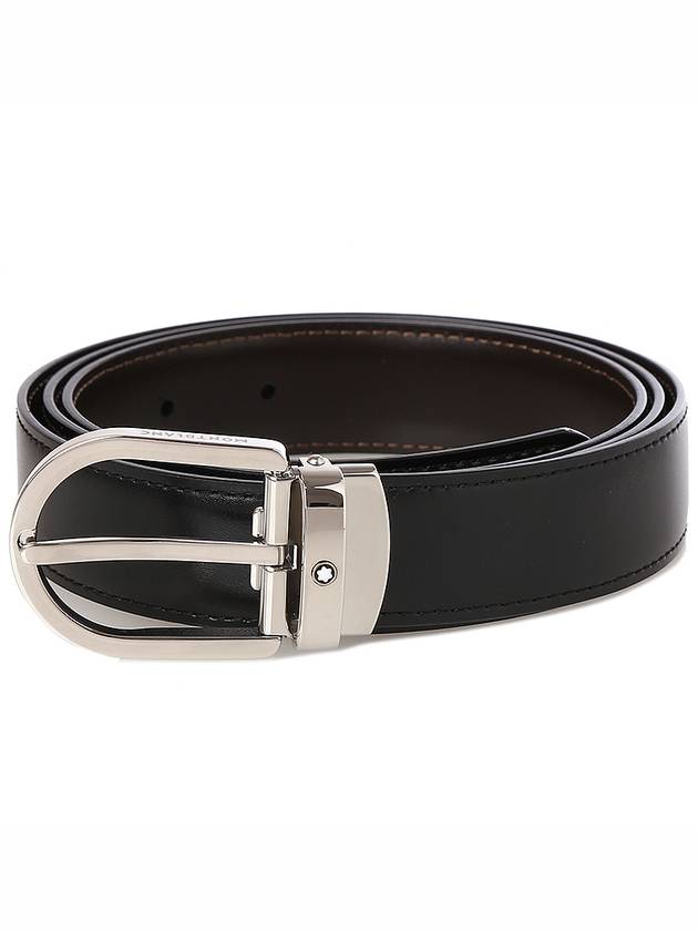 Men's Buckle 30mm Reversible Leather Belt Black Brown - MONTBLANC - BALAAN 3