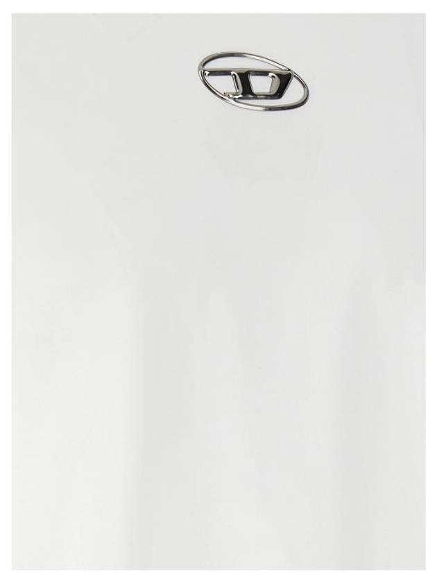 Metallic Logo Short Sleeve T-Shirt White - DIESEL - BALAAN 5