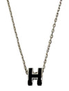 Mini Pop H Pendant Necklace Palladium Noir Silver - HERMES - BALAAN 2