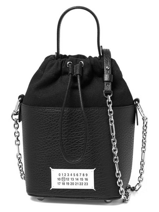 5AC Number Logo Texture Leather Bucket Bag Black - MAISON MARGIELA - BALAAN 2