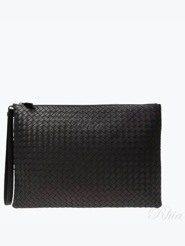 Intrecciato Strap Clutch Bag Black - BOTTEGA VENETA - BALAAN 2