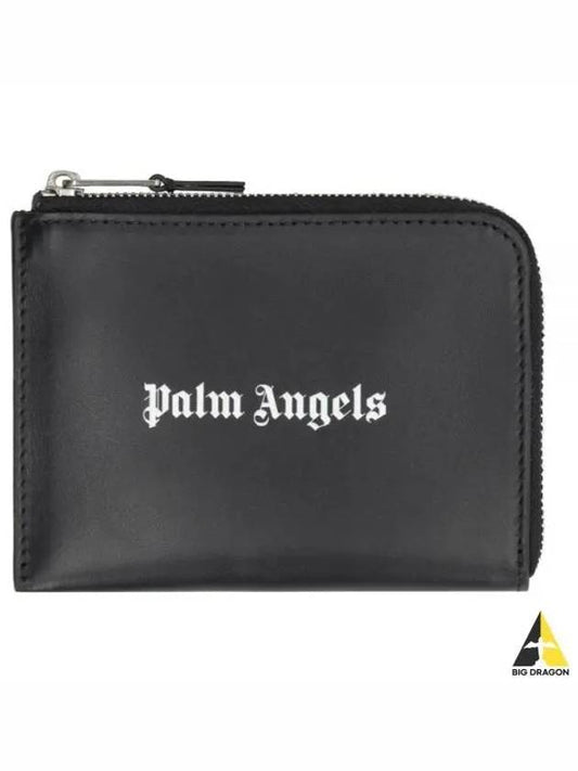 Logo Printed Zipped Card Wallet Black - PALM ANGELS - BALAAN 2