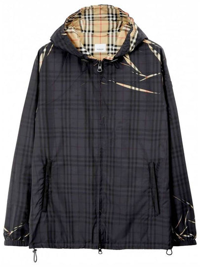 Sliced Check Zip-Up Hoodie Black - BURBERRY - BALAAN 2