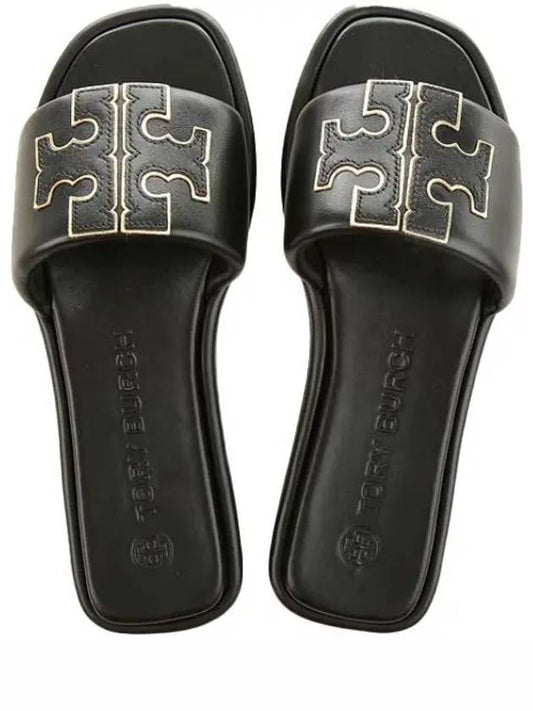 Double T Slide Slippers Black - TORY BURCH - BALAAN 2