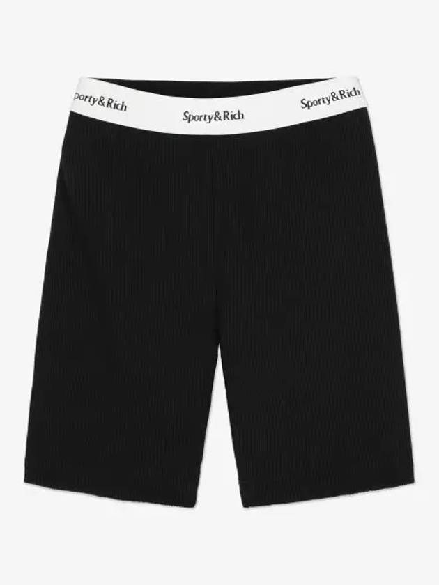 Refurbished Serif Logo Biker Shorts Pants Black SH1011BK - SPORTY & RICH - BALAAN 1