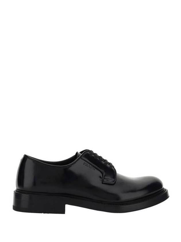 Brushed Leather Derby Nero - PRADA - BALAAN 1