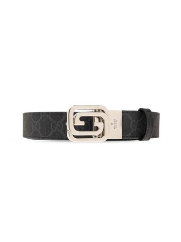 Squared Interlocking G Reversible Leather Belt Black - GUCCI - BALAAN 1