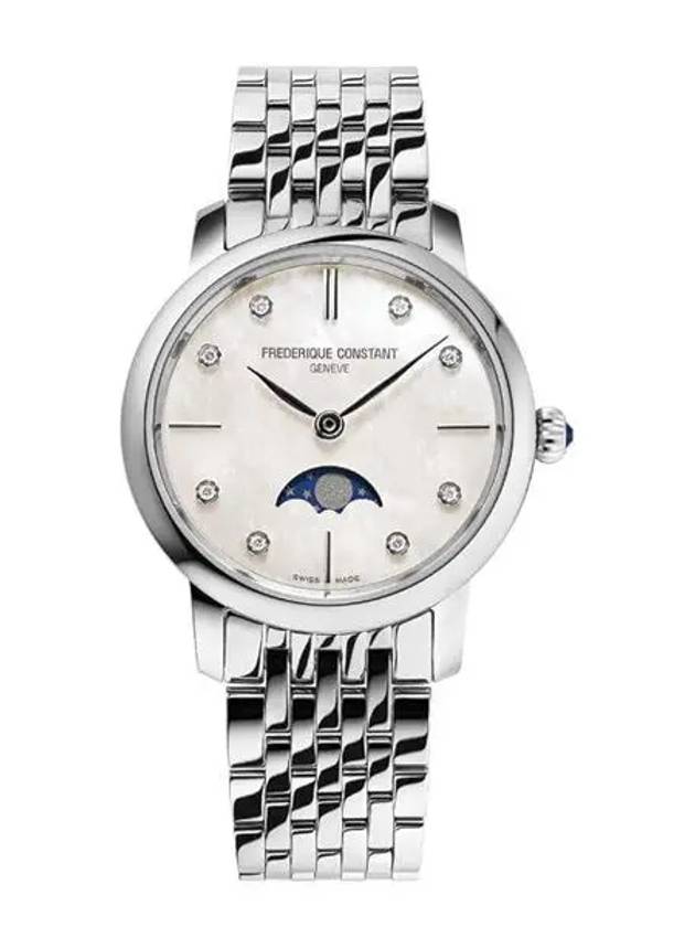 Women's Slim Moon Phase 30mm Metal Watch Silver - FREDERIQUE CONSTANT - BALAAN 2