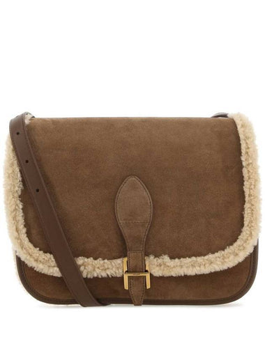 Women's Suede Cross Bag Brown - SAINT LAURENT - BALAAN 1