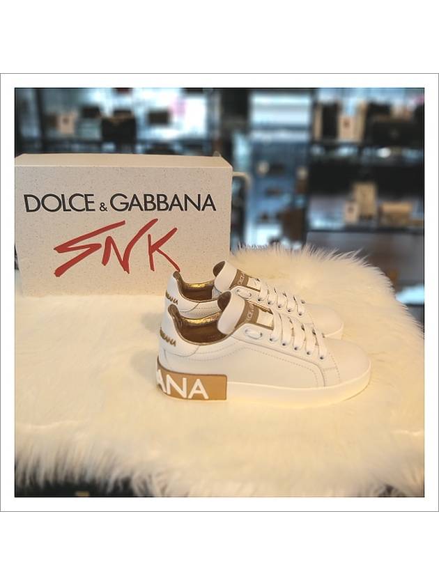 Metallic Logo Low Top Sneakers White - DOLCE&GABBANA - BALAAN 9