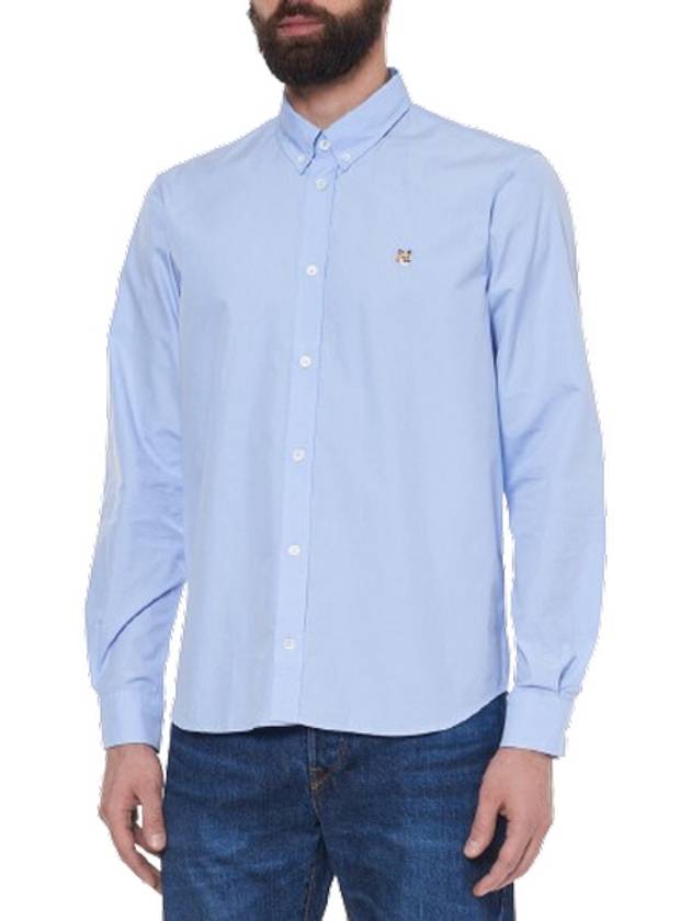 Small Fox Head Patch Classic Long Slevee Shirt Light Blue - MAISON KITSUNE - BALAAN 4