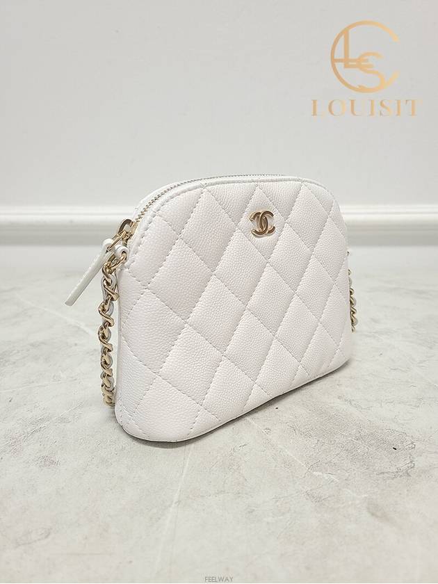 Used luxury goods Lewis It White caviar classic half moon chain mini bag - CHANEL - BALAAN 4