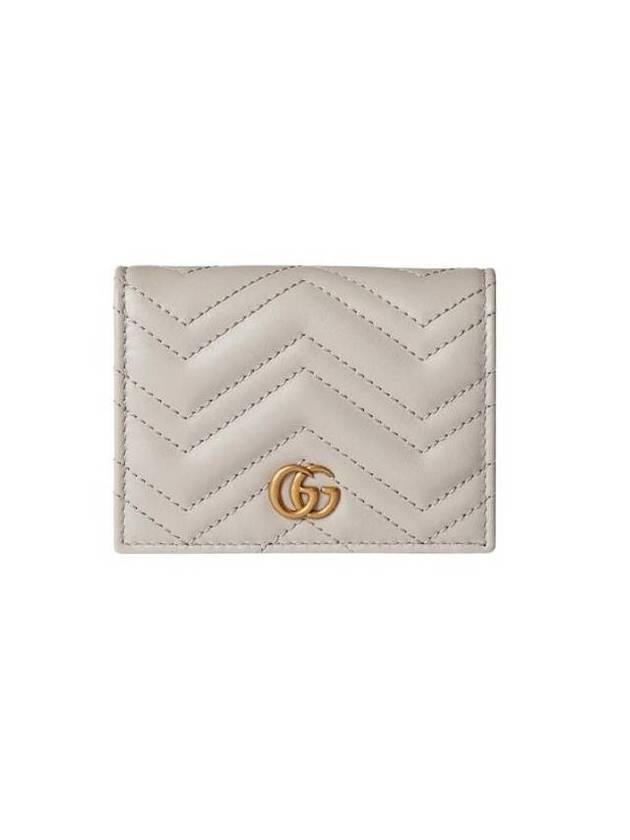 GG Marmont Leather Card Wallet Light Grey - GUCCI - BALAAN 1