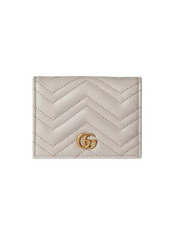 GG Marmont Leather Card Wallet Light Grey - GUCCI - BALAAN 1