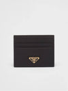 Saffiano Leather Triangle Logo Card Wallet Black Gold - PRADA - BALAAN 2