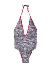 Zebra Print Halter Neck One-Piece Swimsuit - DIESEL - BALAAN 2