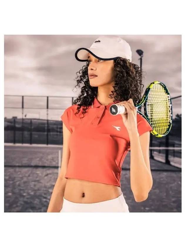 Diadora Tennis Collar Crop Short Sleeve T Shirt Women ORANGE - DIADORA - BALAAN 1