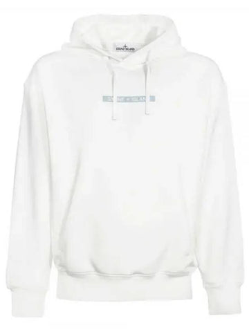 Logo Drawstring Hoodie White - STONE ISLAND - BALAAN 1