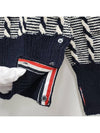 Bicolor Twist Cable 4 Bar Crew Neck Knit Top Navy - THOM BROWNE - BALAAN 8