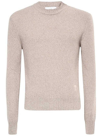 Men's Tonal Cashmere Crew Neck Sweater Champagne - AMI - BALAAN 2