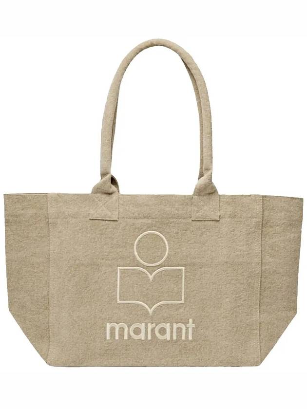 Yenky Zipper Logo Washed Cotton Tote Bag Light Grey - ISABEL MARANT - BALAAN 3