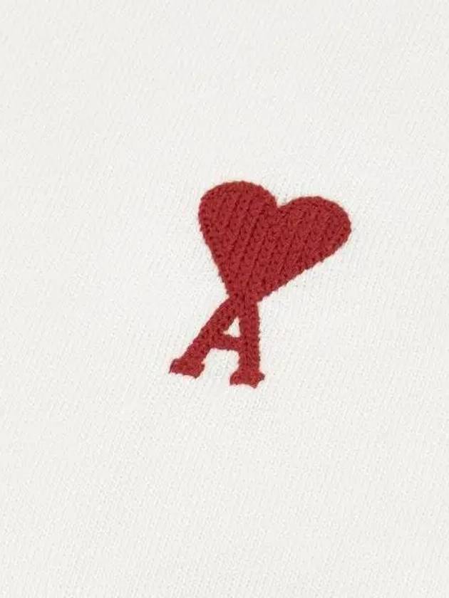 Chain Stitch Heart Logo Long Sleeve T-Shirt White - AMI - BALAAN 4