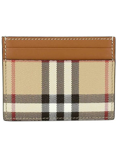 Check Print Leather Card Holder Beige - BURBERRY - BALAAN 2