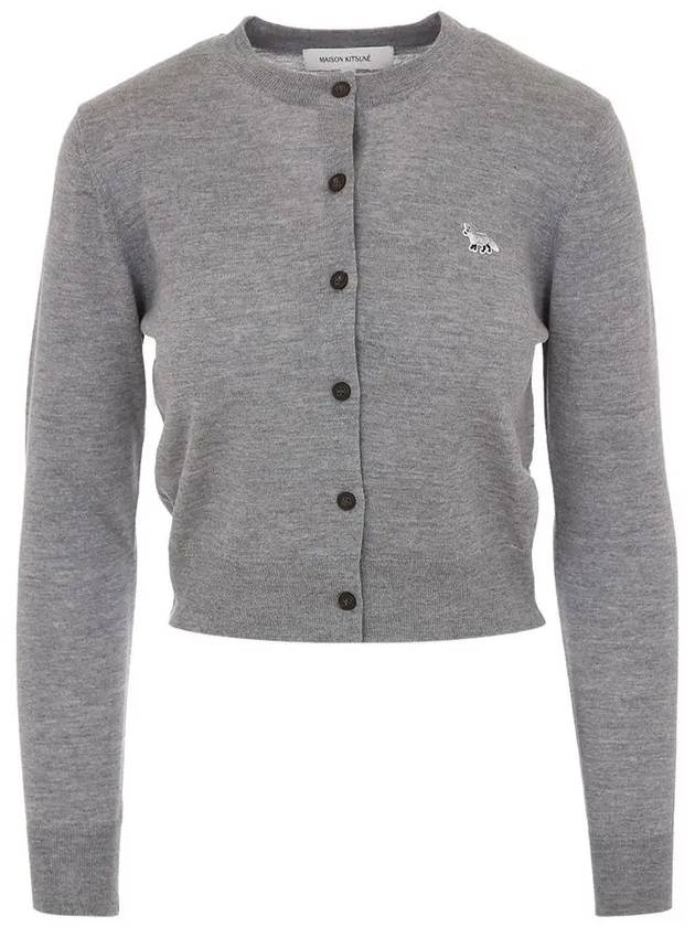 Baby Fox Patch Regular Cardigan Grey Melange - MAISON KITSUNE - BALAAN 2