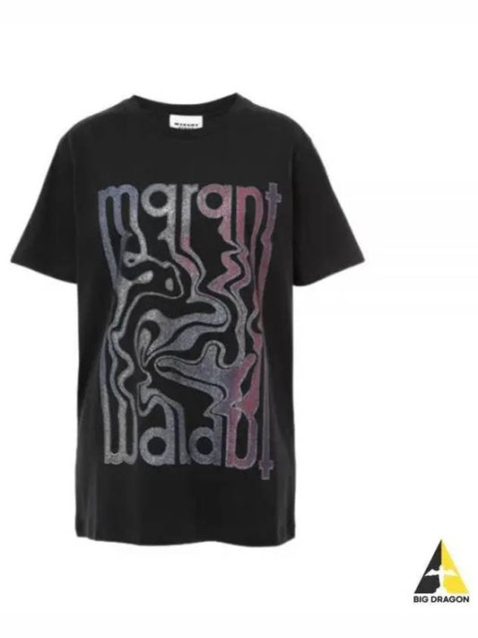 ENNA Glitter Logo Short Sleeve T-Shirt Black - ISABEL MARANT - BALAAN 2