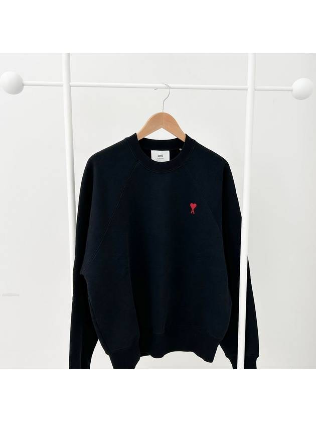 Small Heart Logo Sweatshirt Black - AMI - BALAAN 9