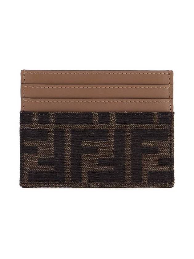 Baguette FF Jacquard Fabric Flat Card Wallet Brown - FENDI - BALAAN 2