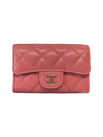 Classic gold caviar card wallet pink - CHANEL - BALAAN 1