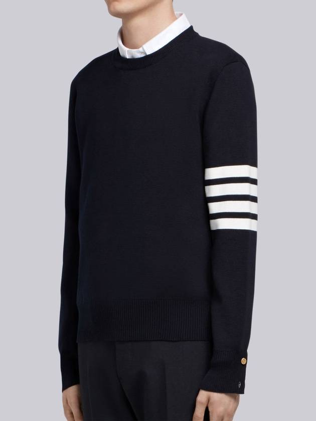 4 Bar Armband Milano Stitch Knit Top Navy - THOM BROWNE - BALAAN 3