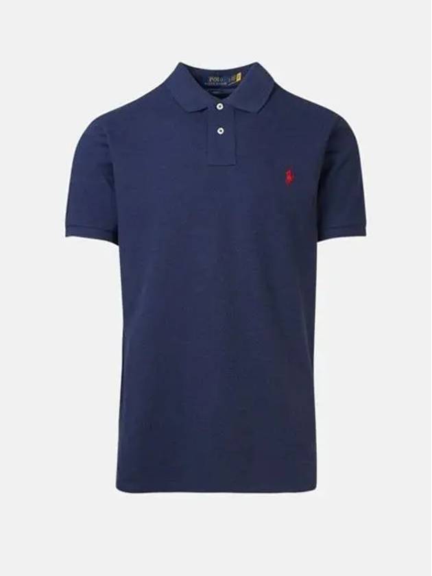 Men's Red Pony Embroidery Slim Fit Short Sleeve PK Shirt Navy - POLO RALPH LAUREN - BALAAN.