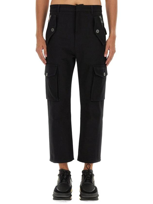 Cotton Cargo Straight Pants Black - BALMAIN - BALAAN 2