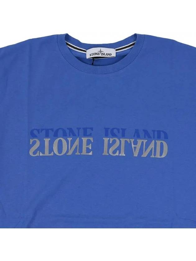 Logo Print Short Sleeve T-Shirt Blue - STONE ISLAND - BALAAN 7