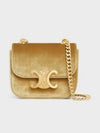 Mini Chain Claude Velvet Triomphe All-Over Cross Bag Gold - CELINE - BALAAN 2