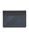 Check Leather Card Wallet Navy - BURBERRY - BALAAN 1