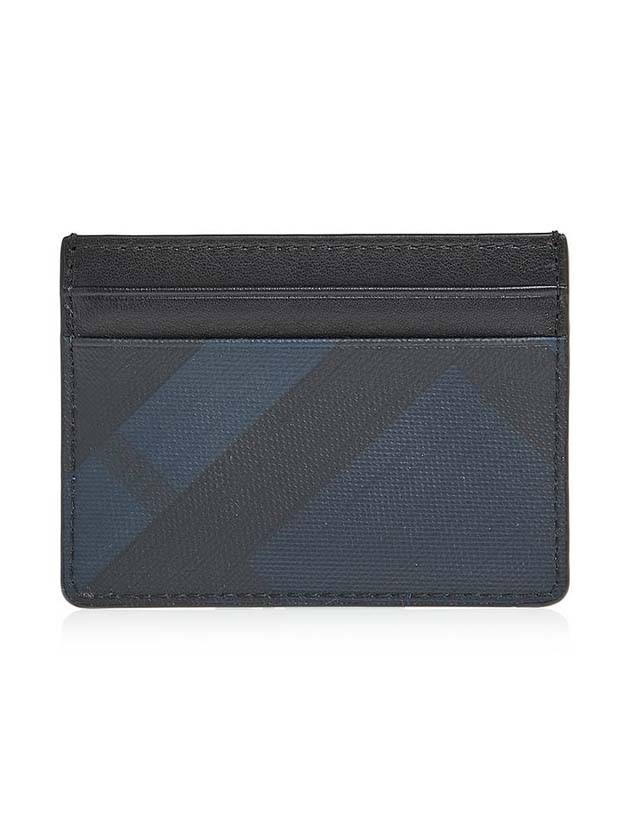 Check Leather Card Wallet Navy - BURBERRY - BALAAN 1