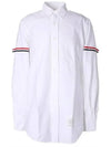 Oxford Striped Grosgrain Armband Classic Long Sleeve Shirt White - THOM BROWNE - BALAAN 2