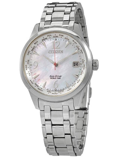 Citizen World Time Mother of Pearl Dial Ladies Watch FC8001-87D - CITIZEN - BALAAN 1