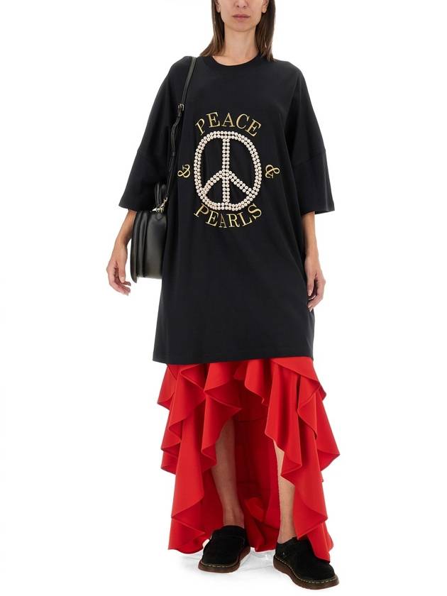 PEACE & PEARLS COTTON INTERLOCK DRESS - MOSCHINO - BALAAN 2