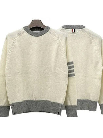 Diagonal Shetland Wool Raglan Knit MKA467A Y1026 1126817 - THOM BROWNE - BALAAN 1