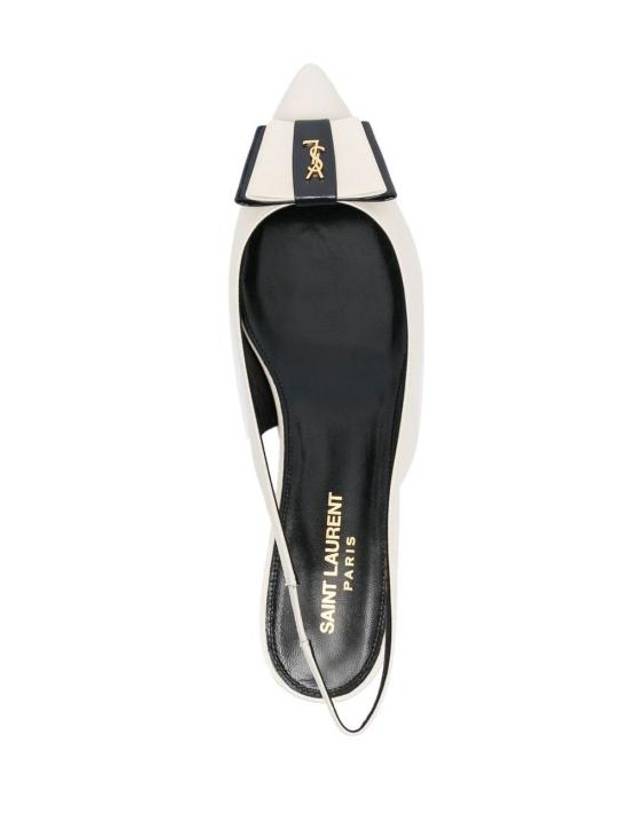 Anais Slingback Flats In Smooth And Patent Leather Ivory - SAINT LAURENT - BALAAN 5