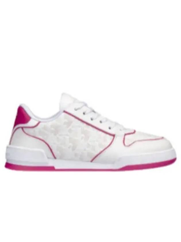 One Oblique Perforated Calfskin Low Top Sneakers White Fuchsia - DIOR - BALAAN 2